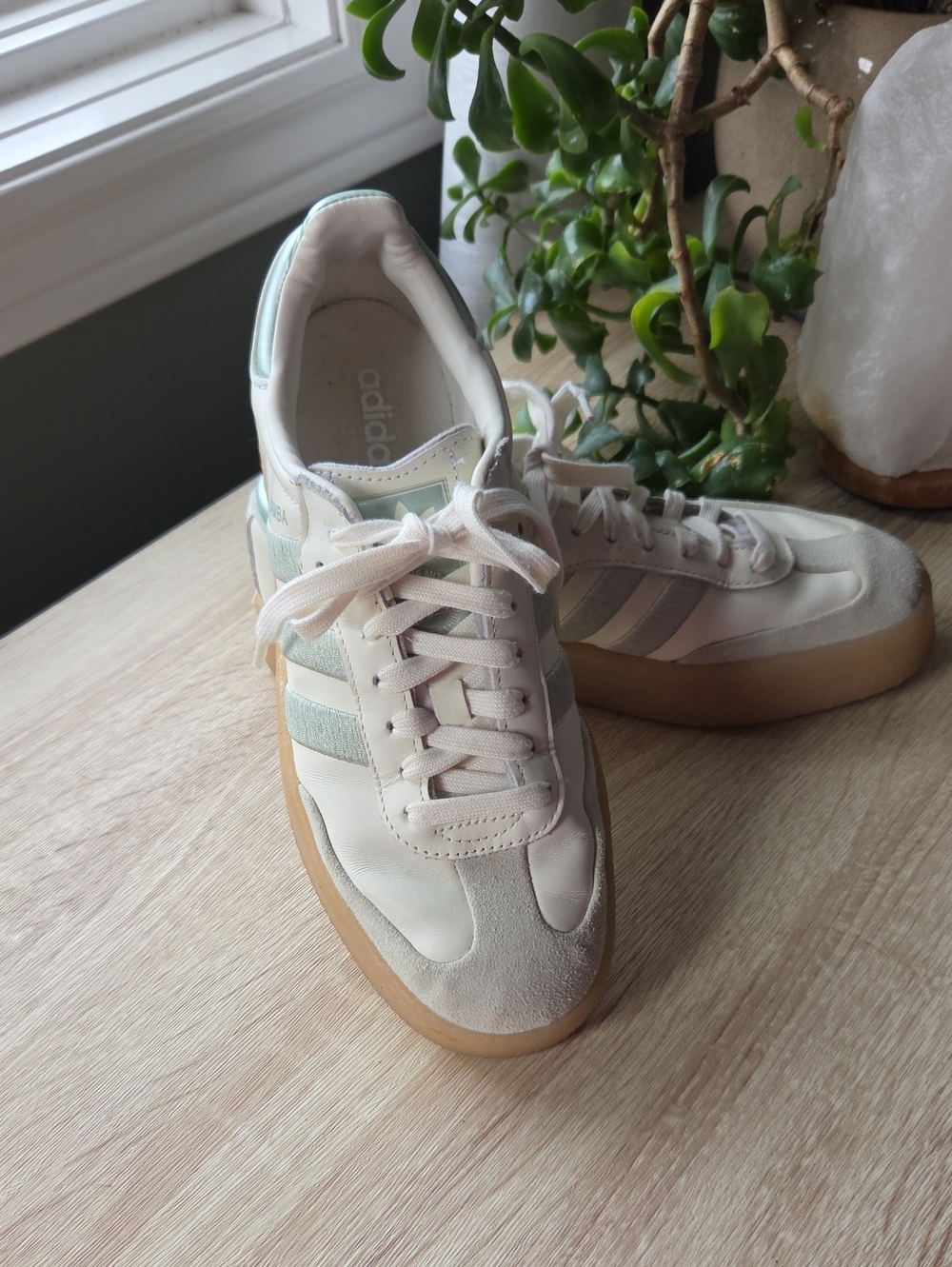 Adidas SAMBA Cream and Light Green Classic Sneaker